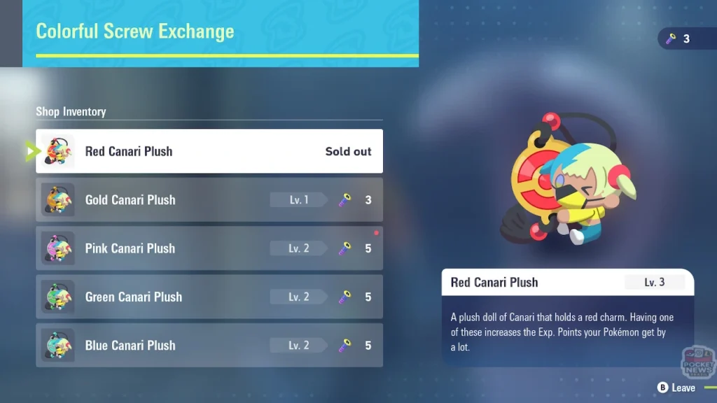 Canari Pushies em Pokémon Legendss: Z-A