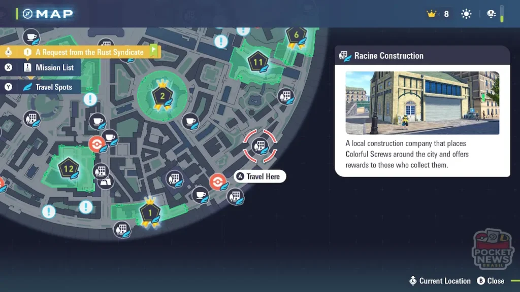 Localização Racine Construction em Pokémon Legends: Z-A